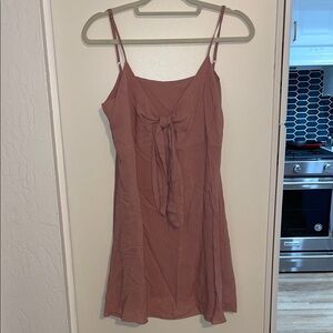 Elan Mauve Spaghetti Strap Mini Dress with Front Tie | M